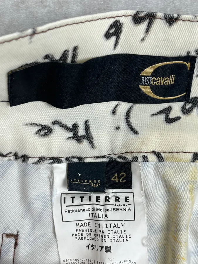 SS2004 Cavalli Magazine Newspapers Beige Pants - Image 12