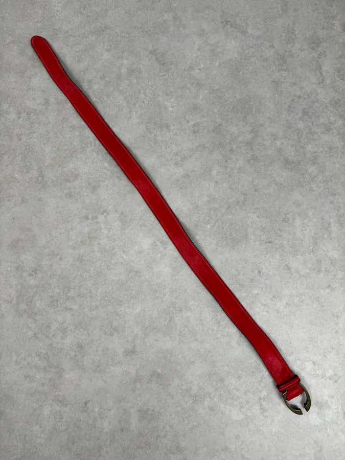 SS2004 Cavalli Red Pony Hair Logo Buckle Belt - Image 7