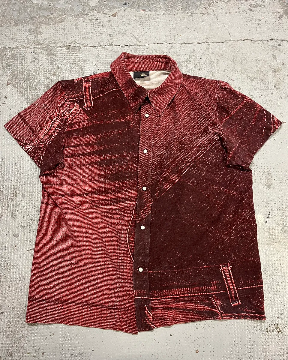 SS2004 Cavalli Red Trompe L’œil Short Sleeves Shirt - Image 4