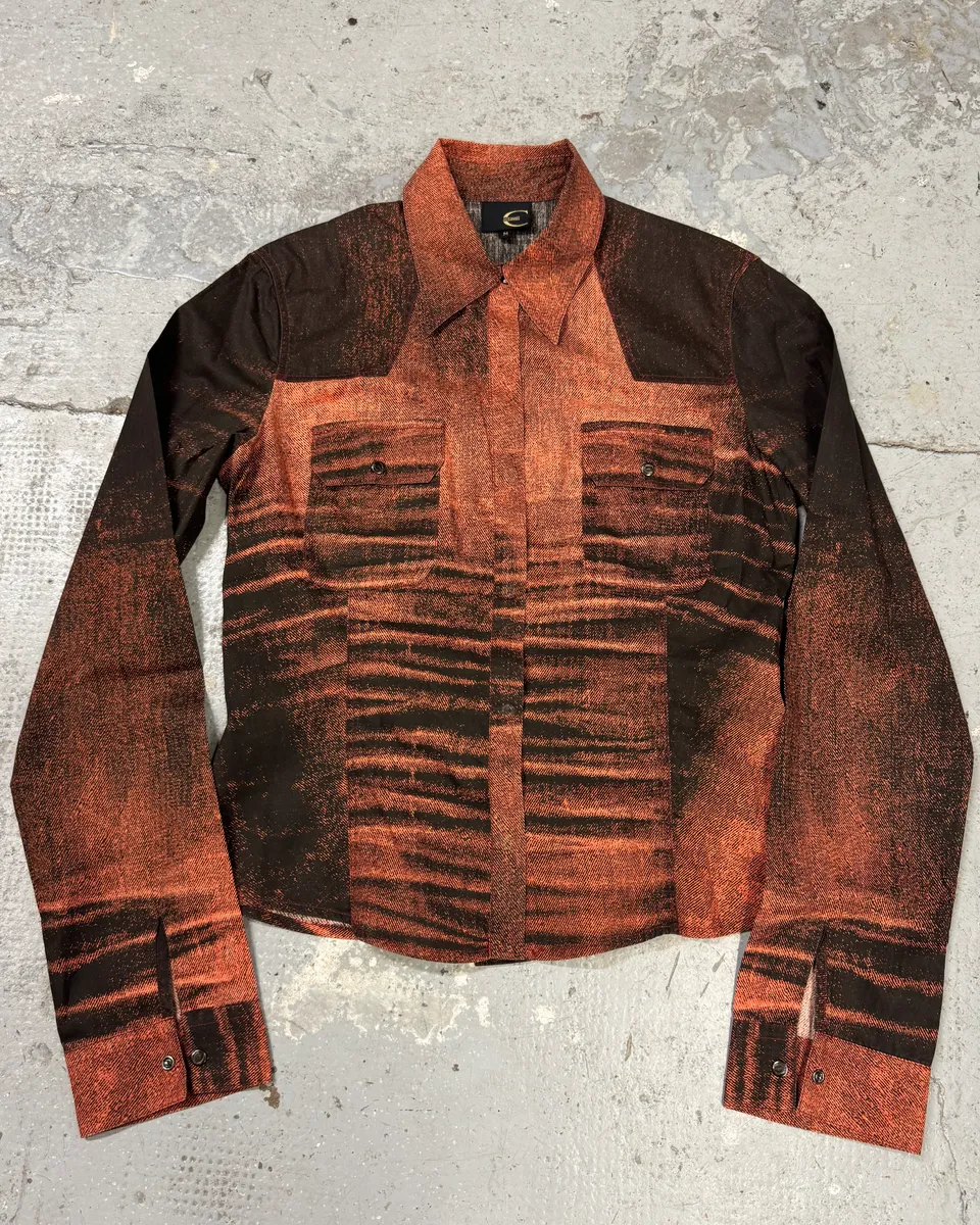 SS2004 Cavalli Sunset Copper Overprint Shirt