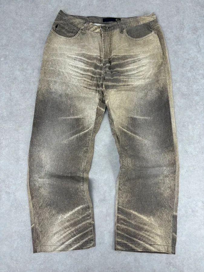 SS2004 Cavalli Taupe Sand Vitality Overprint Pants
