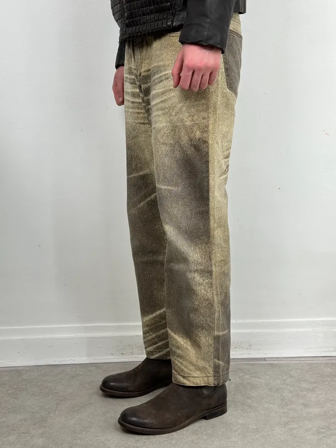 SS2004 Cavalli Taupe Sand Vitality Overprint Pants - Image 3