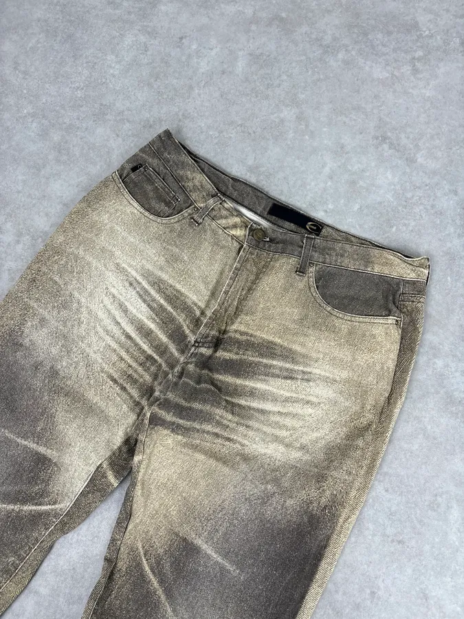 SS2004 Cavalli Taupe Sand Vitality Overprint Pants - Image 5