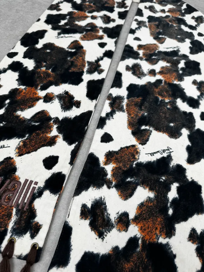 SS2004 Cavalli White Cow Print Fringe Scarf - Image 4