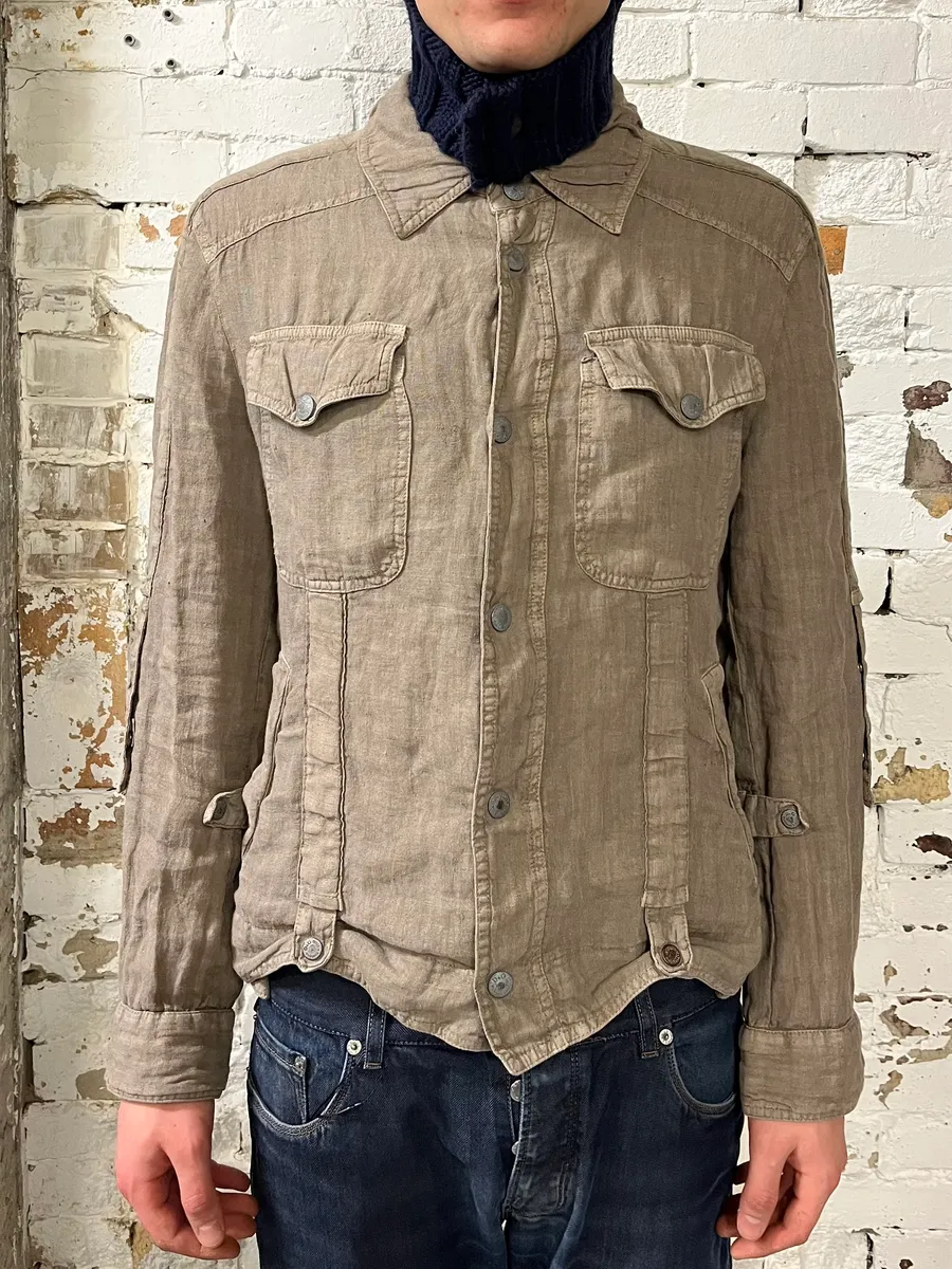 SS2004 Dolce & Gabanna Military Beige Linen Shirt - Image 2