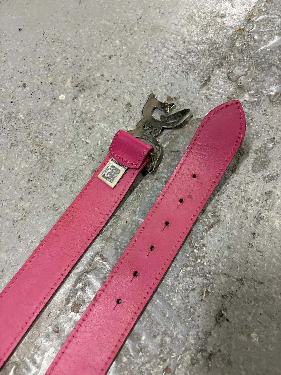 SS2004 Dolce & Gabbana Art Nouveau Pink Leather Belt - Image 4
