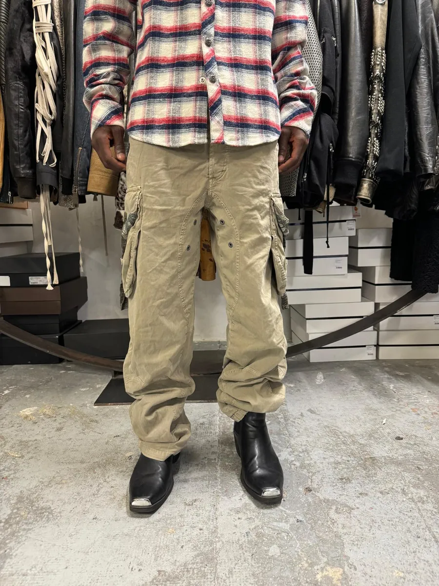 SS2004 Dolce & Gabbana Beige Cargo Parachute Pants - Image 2