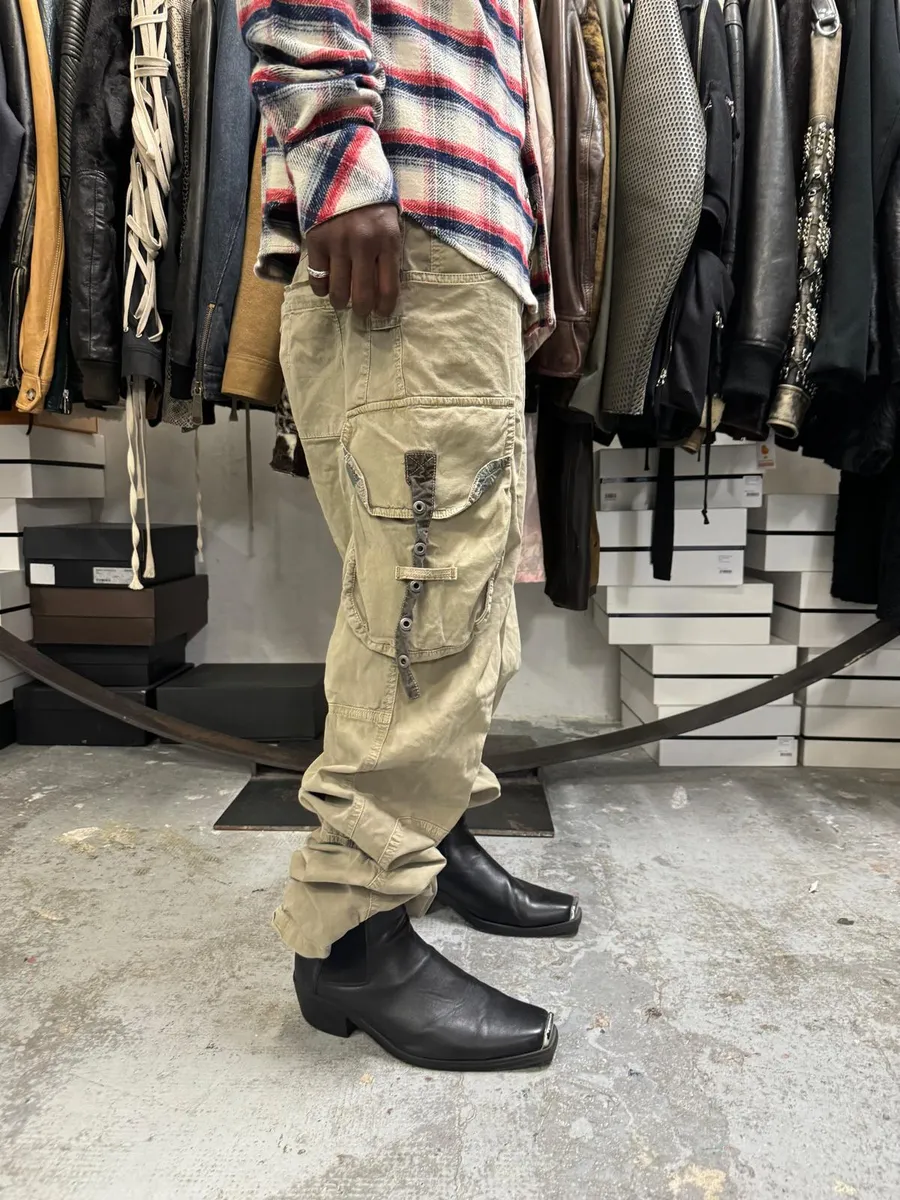 SS2004 Dolce & Gabbana Beige Cargo Parachute Pants - Image 3