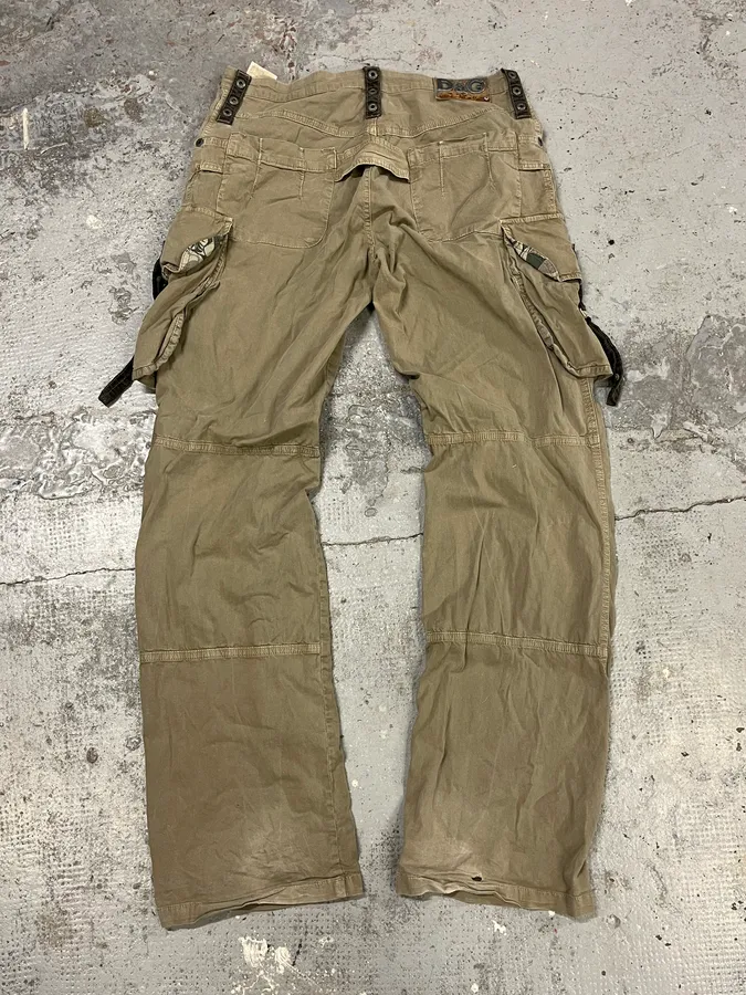 SS2004 Dolce & Gabbana Beige Cargo Parachute Pants - Image 7