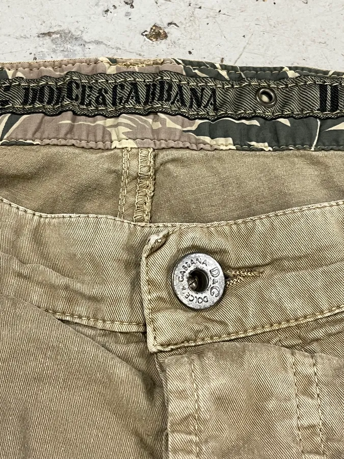 SS2004 Dolce & Gabbana Beige Cargo Parachute Pants - Image 8