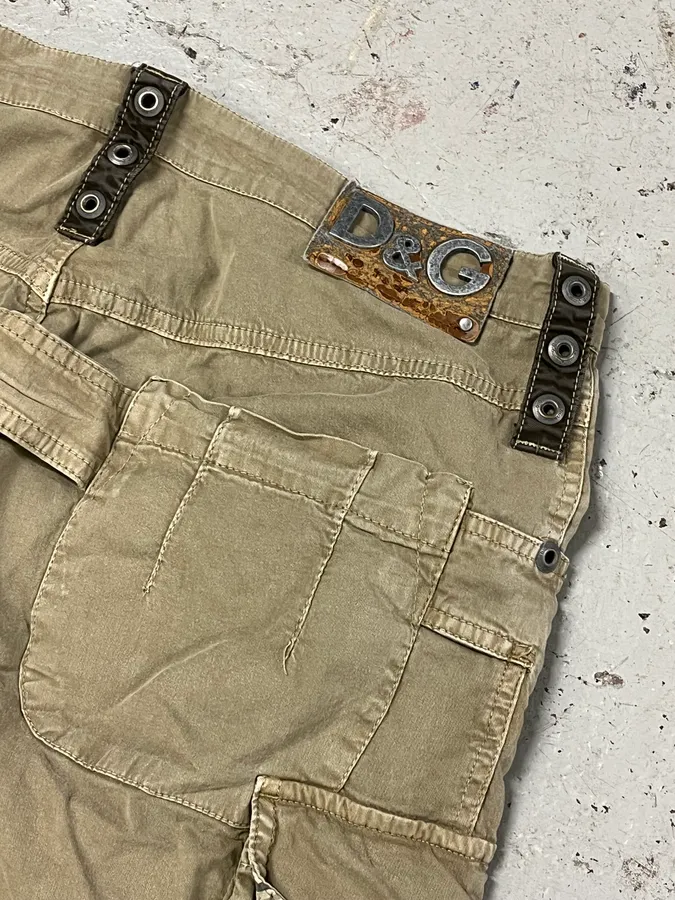 SS2004 Dolce & Gabbana Beige Cargo Parachute Pants - Image 9