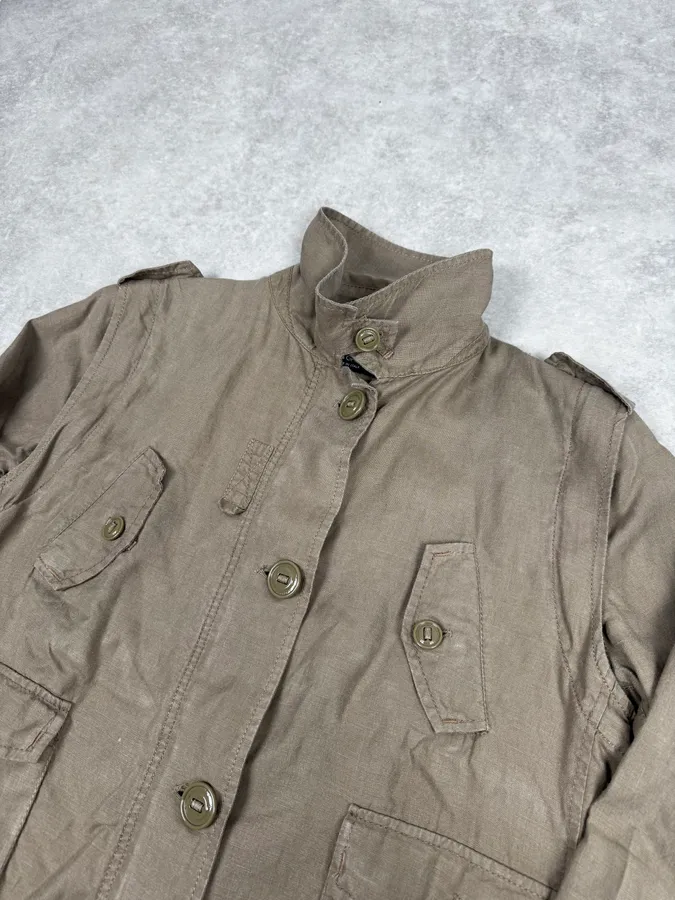 SS2004 Dolce & Gabbana Beige Linen Buttoned Jacket - Image 4