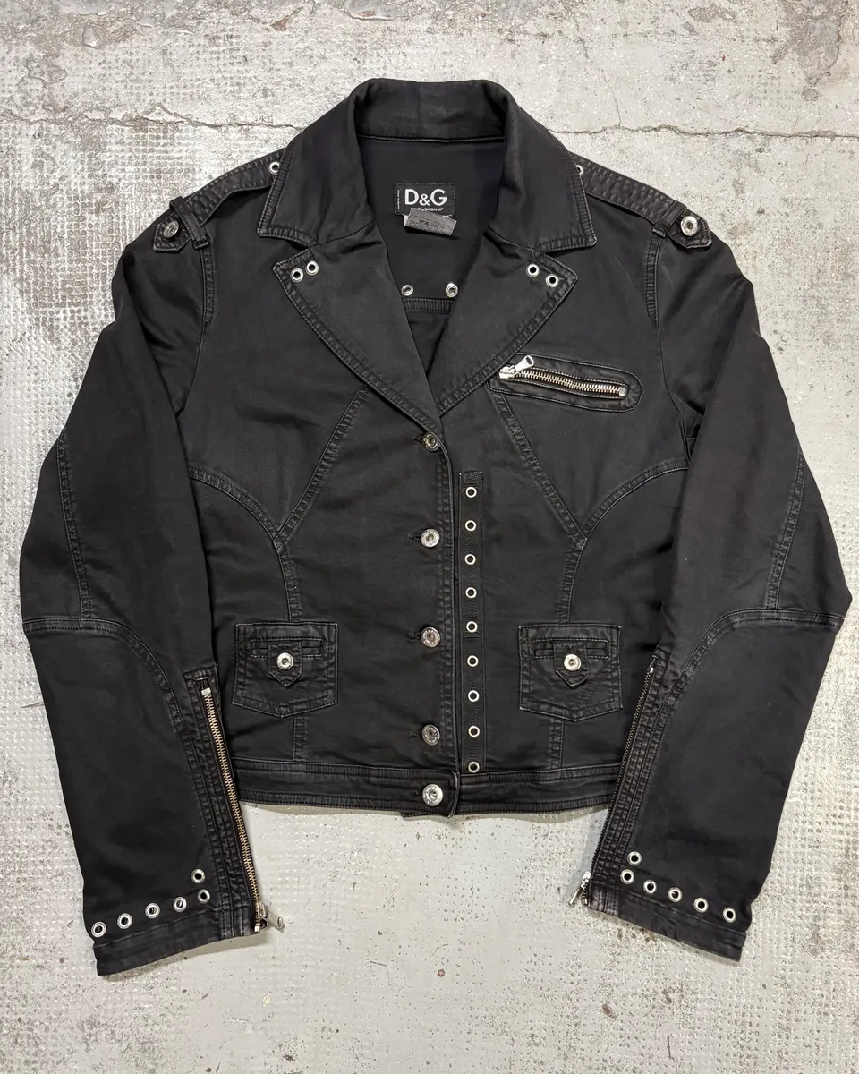 SS2004 Dolce & Gabbana Black Eyelet Perfecto Jacket