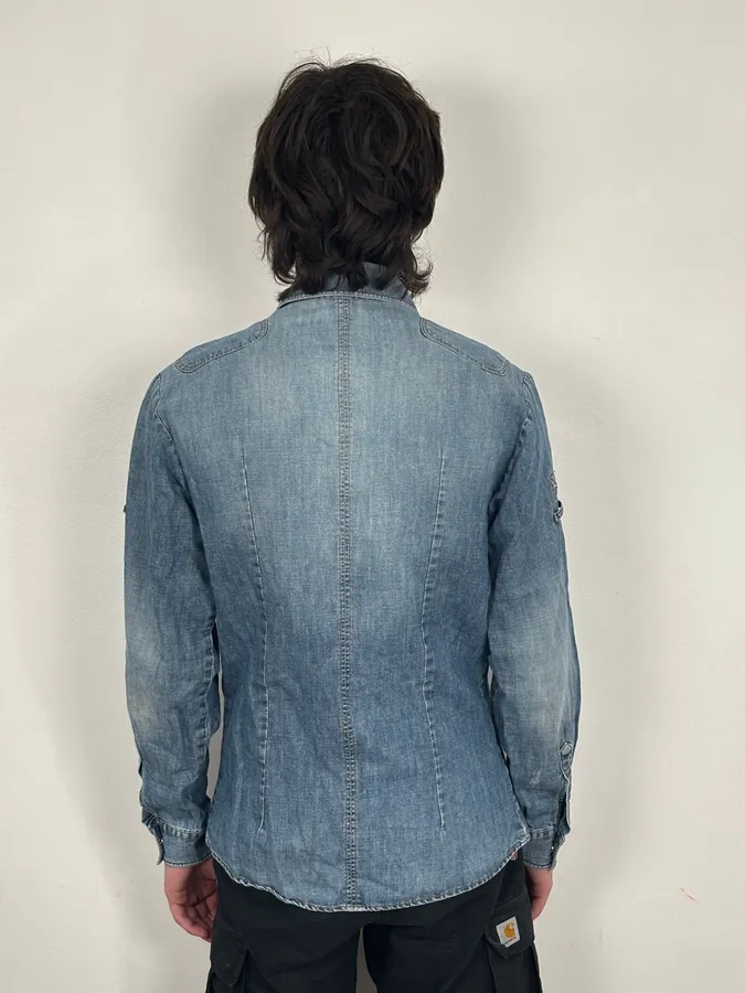 SS2004 Dolce & Gabbana Blue Bondage Cargo Denim Shirt - Image 3