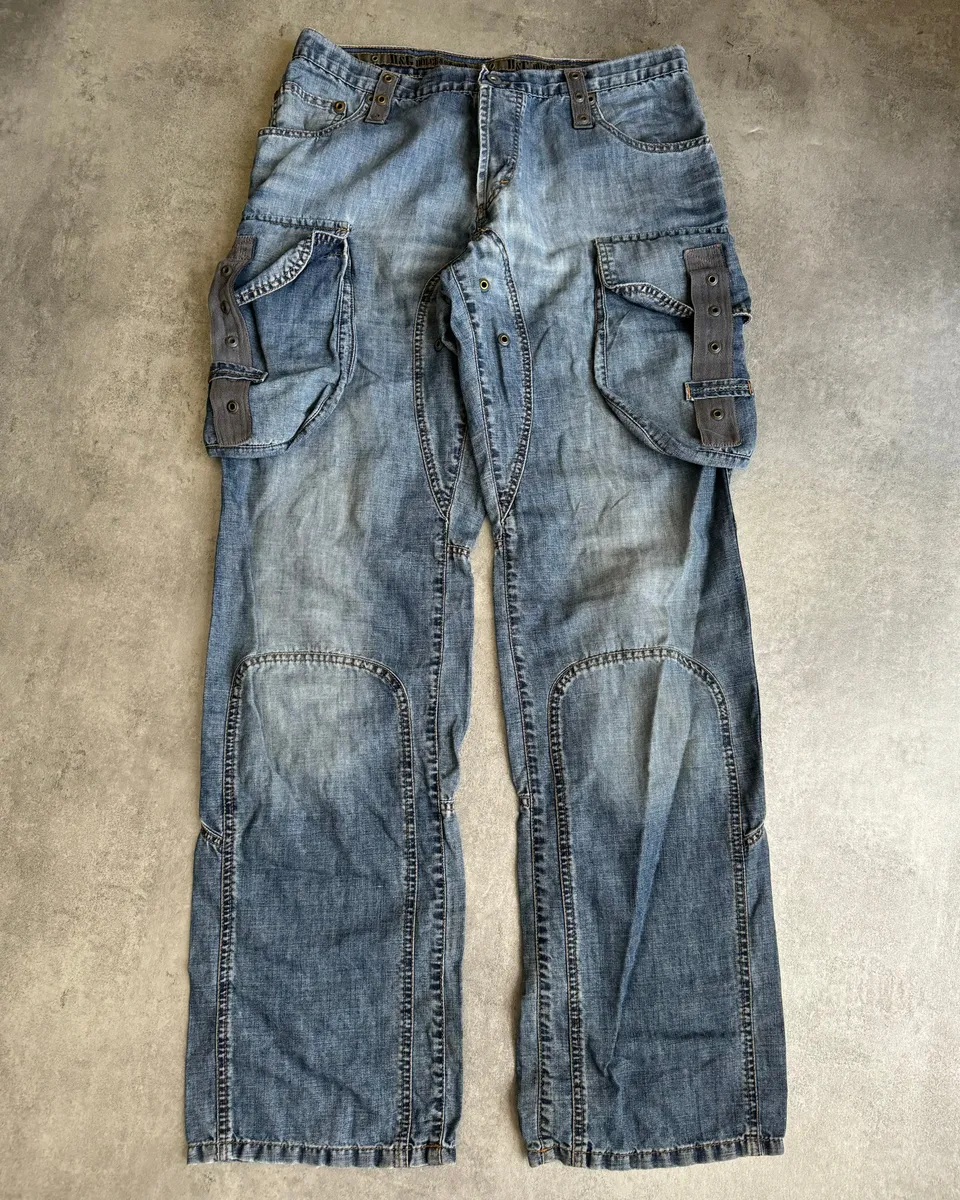 SS2004 Dolce & Gabbana Blue Denim Cargo Relaxed Pants - Image 5