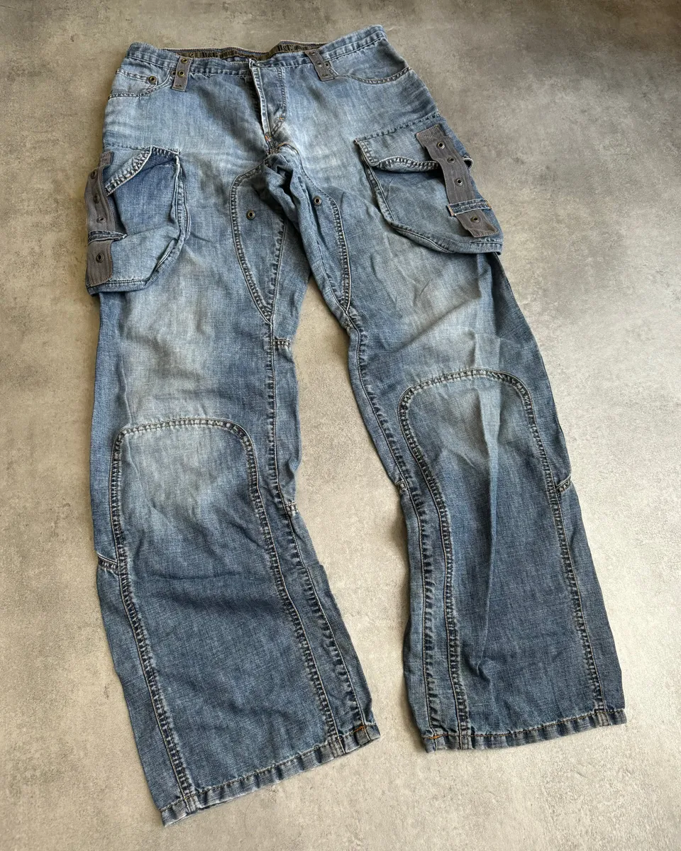 SS2004 Dolce & Gabbana Blue Denim Cargo Relaxed Pants - Image 9