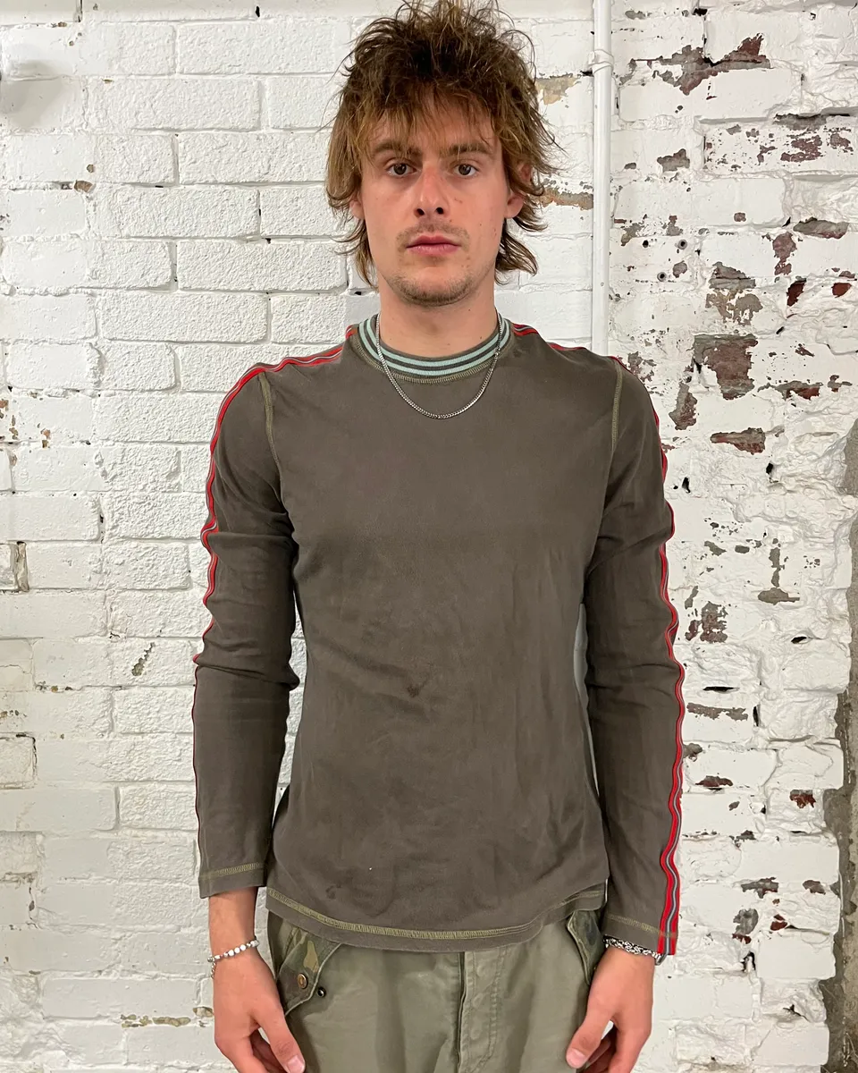 SS2004 Dolce & Gabbana Brown Athlete Longsleeve T-Shirt - Image 2