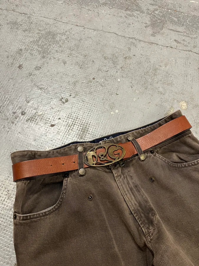 SS2004 Dolce & Gabbana Brown Premium Leather Belt - Image 4