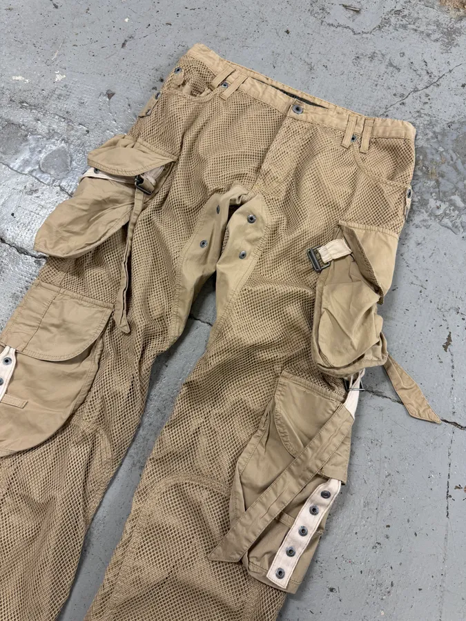 SS2004 Dolce & Gabbana Cargo Beige Cargo Bondage Nylon Mesh Pants - Image 10