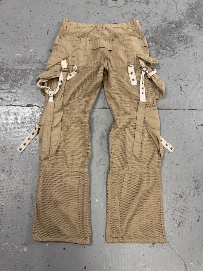 SS2004 Dolce & Gabbana Cargo Beige Cargo Bondage Nylon Mesh Pants - Image 8