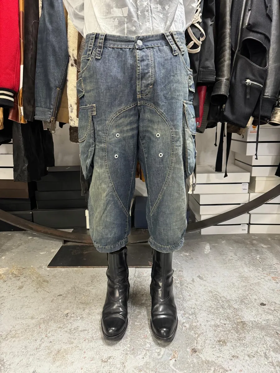 SS2004 Dolce & Gabbana Cargo Parachute Denim Shorts