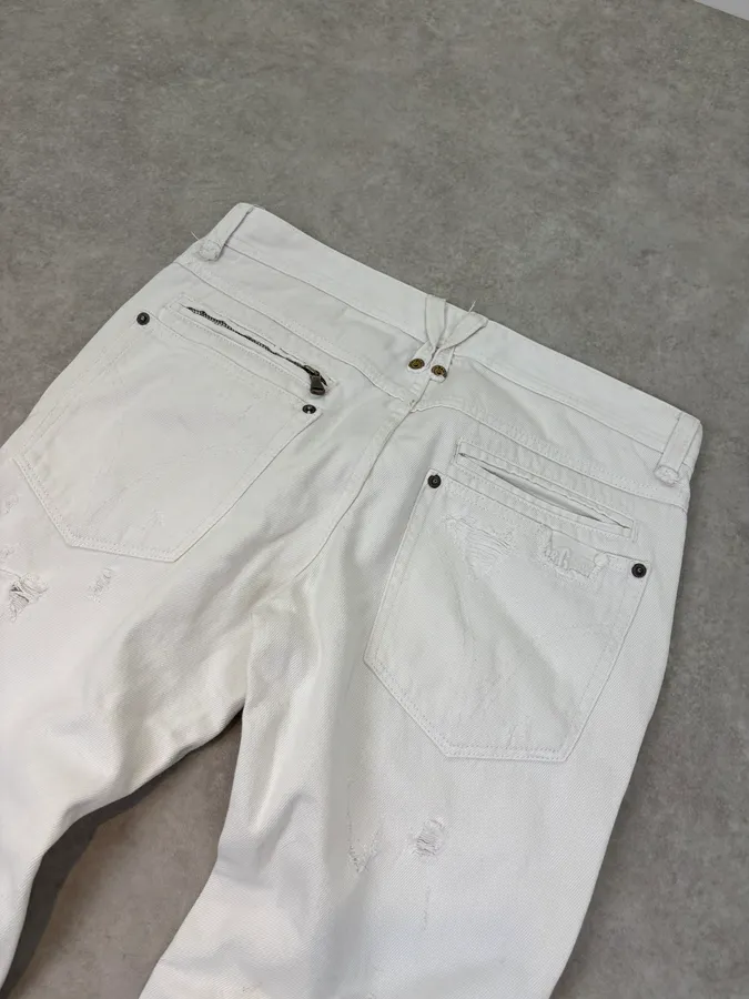 SS2004 Dolce & Gabbana Distressed White Denim Jeans - Image 8