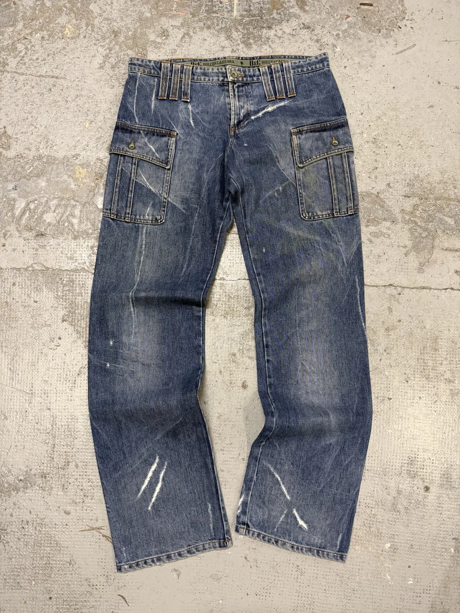 SS2004 Dolce & Gabbana Faded Cargo Denim Jeans