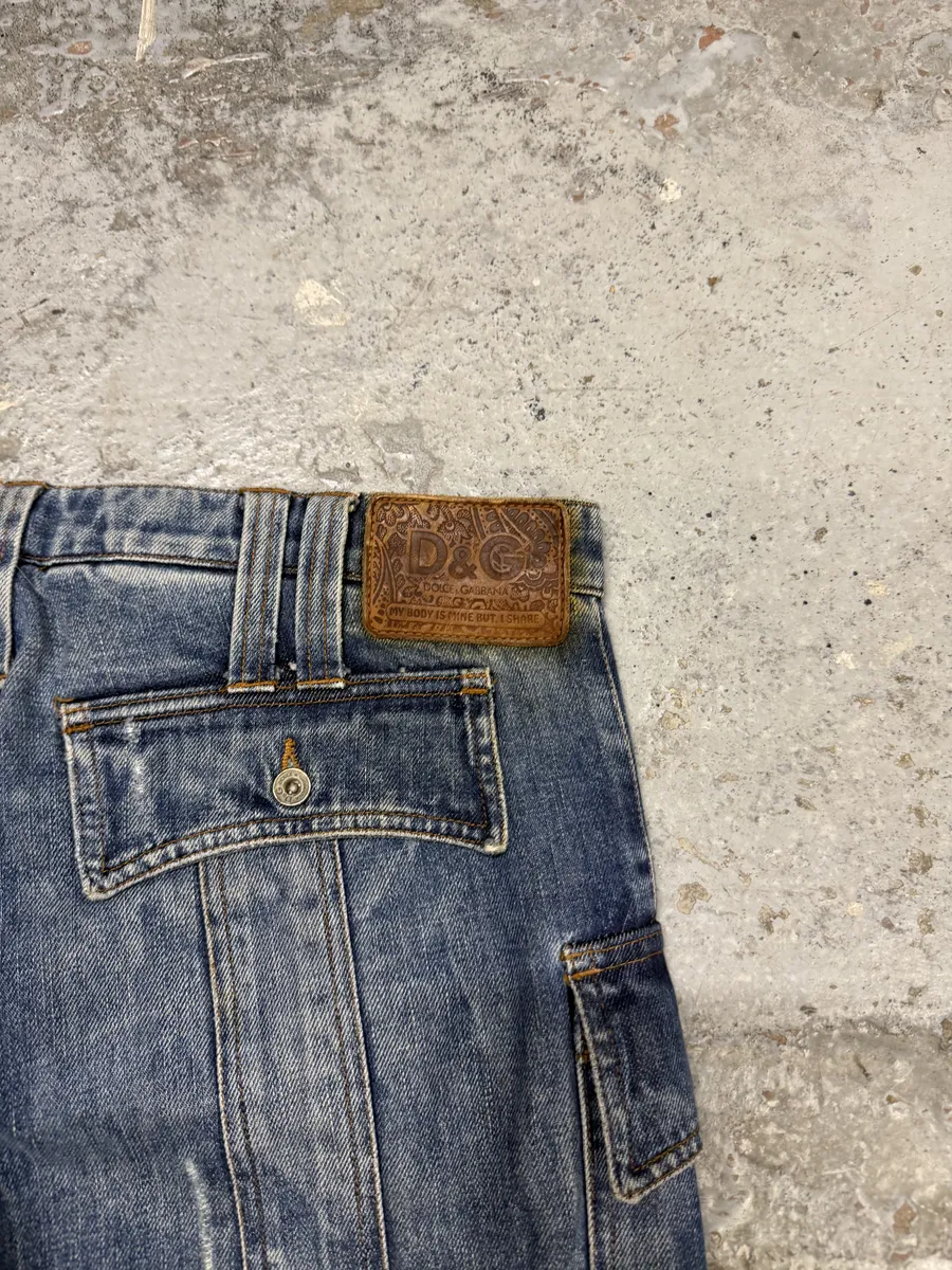 SS2004 Dolce & Gabbana Faded Cargo Denim Jeans - Image 6