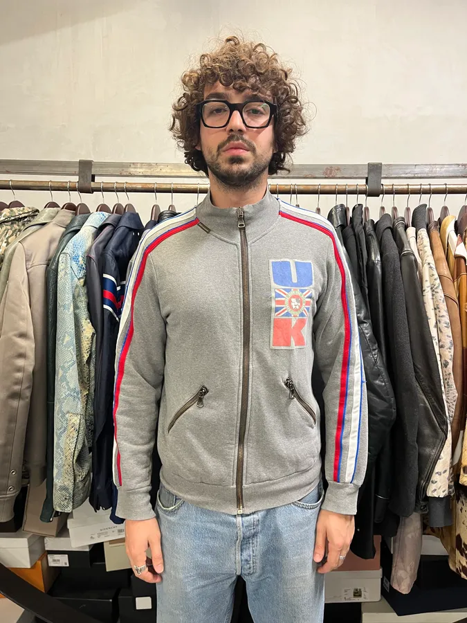 SS2004 Dolce & Gabbana Grey UK Zip-up Sweater - Image 2