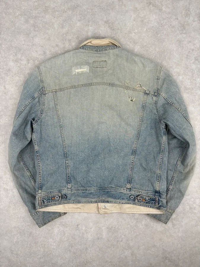 SS2004 Dolce & Gabbana Light Blue Distressed Denim Jacket - Image 5