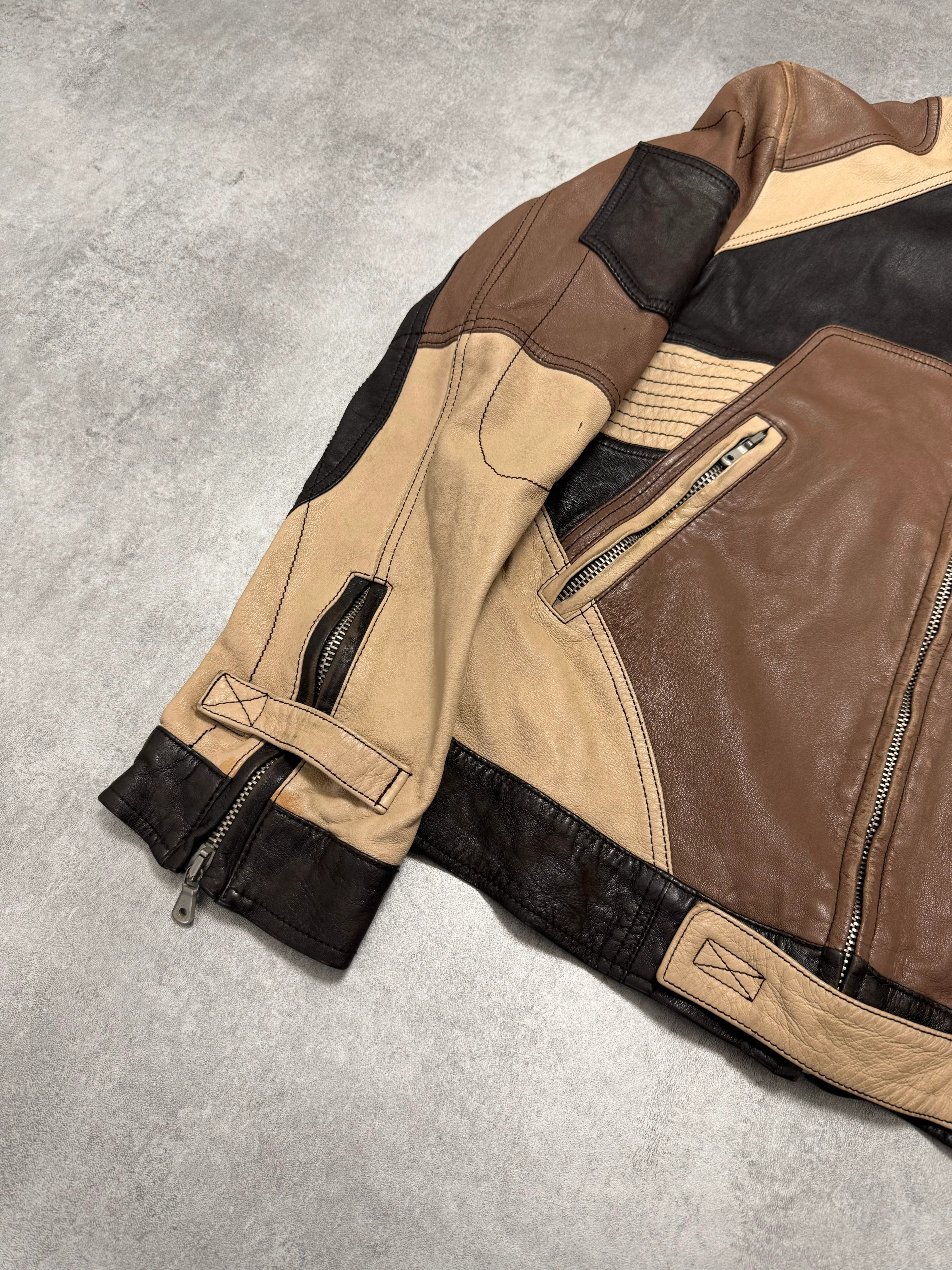 SS2004 Dolce & Gabbana Paneled Racer Leather Jacket (S/M) - Image 5