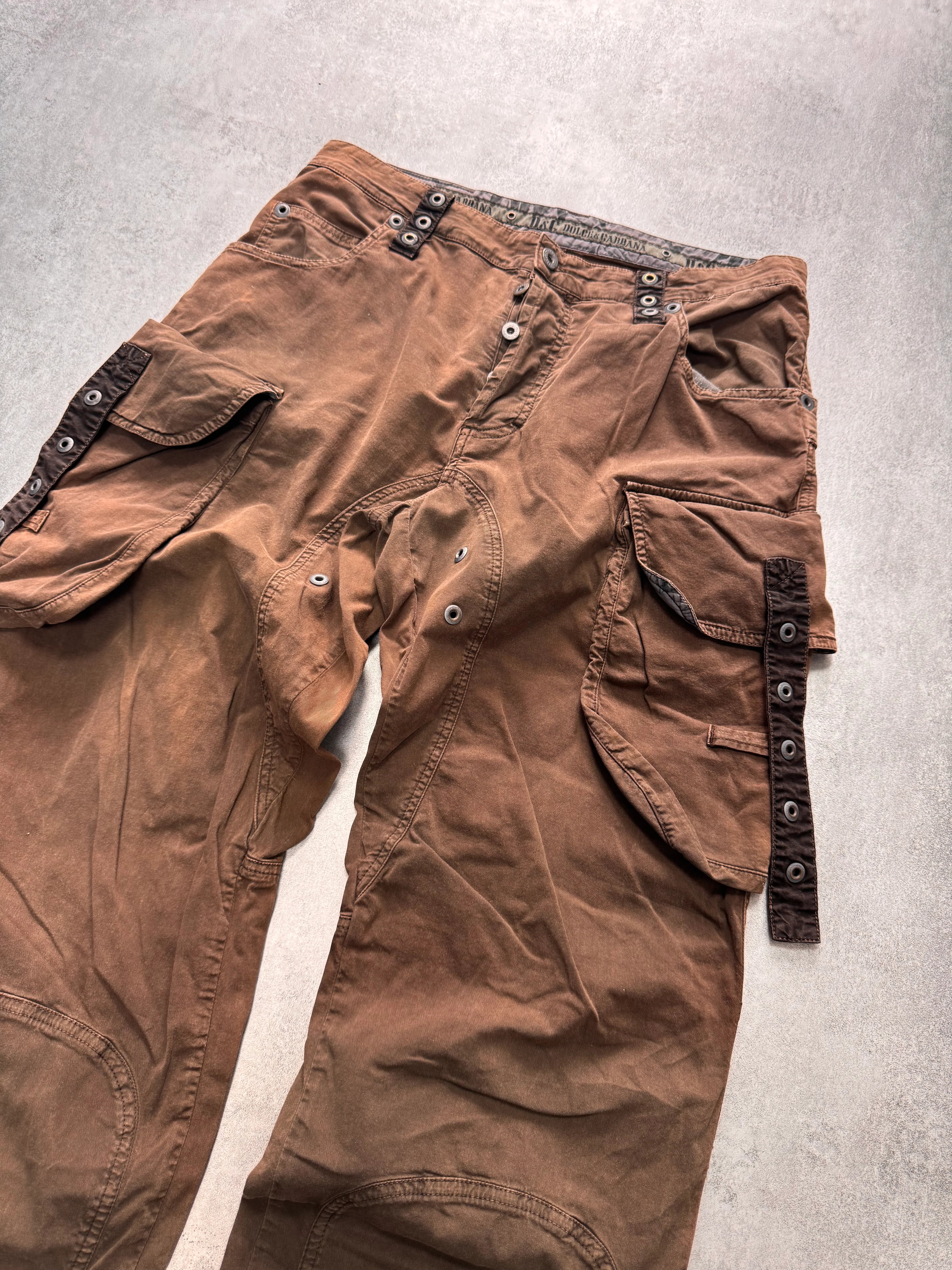 SS2004 Dolce & Gabbana Parachute Cargo Brown Pants - Image 2