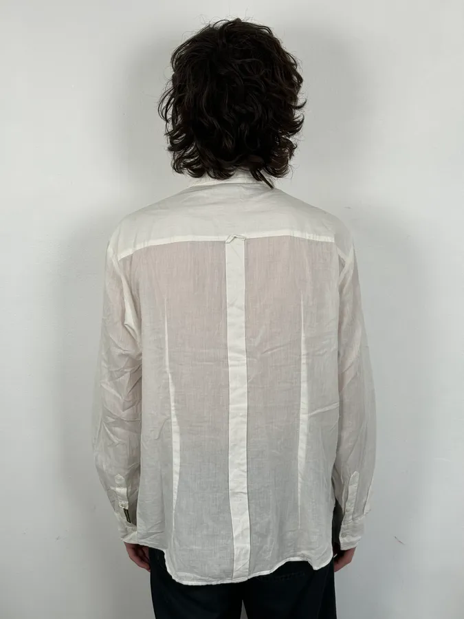 SS2004 Dolce & Gabbana White Embroidered Flowers Linen Shirt - Image 3