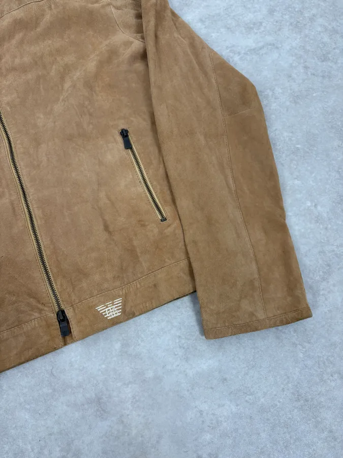 SS2004 Emporio Armani Beige Suede Leather Jacket - Image 6