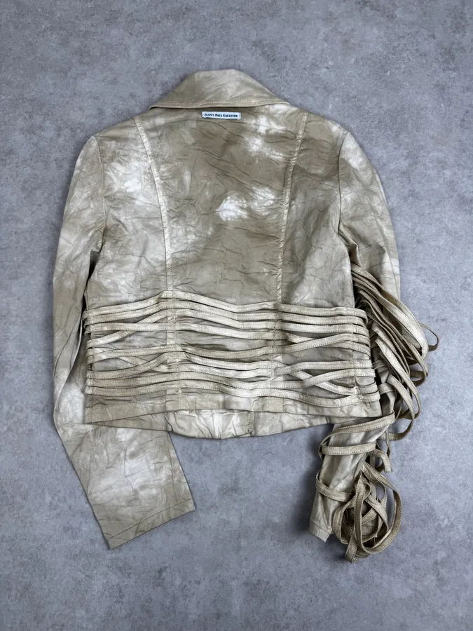 SS2004 Jean Paul Gaultier Creamy Brut Asymmetrical Bondage Jacket - Image 3