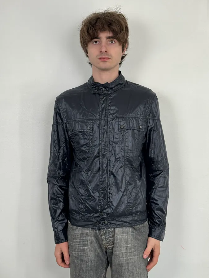 SS2004 Yves Saint Laurent Navy Shiny Cargo Jacket - Image 3