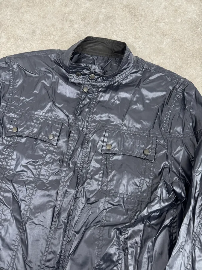 SS2004 Yves Saint Laurent Navy Shiny Cargo Jacket - Image 6