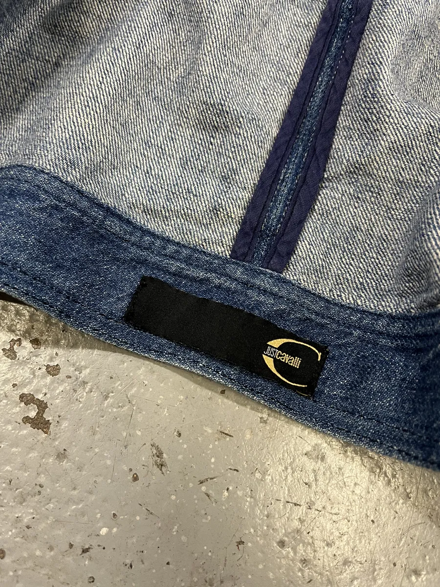 SS2005 Cavalli Biker Multi Pockets Blue Denim Jacket - Image 11