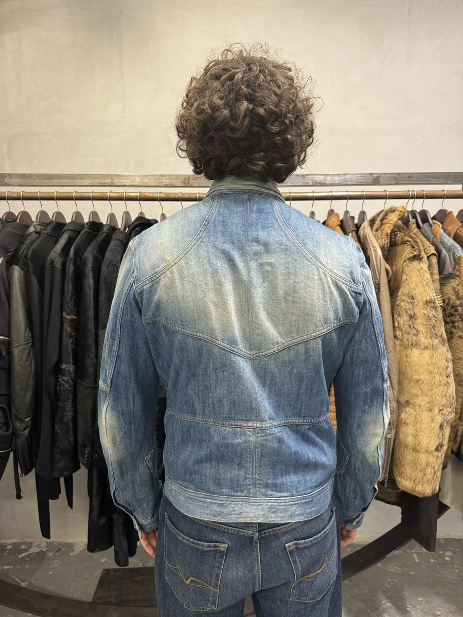 SS2005 Cavalli Biker Multi Pockets Blue Denim Jacket - Image 3