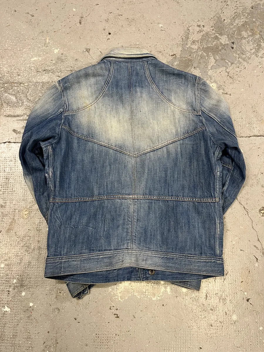 SS2005 Cavalli Biker Multi Pockets Blue Denim Jacket - Image 4