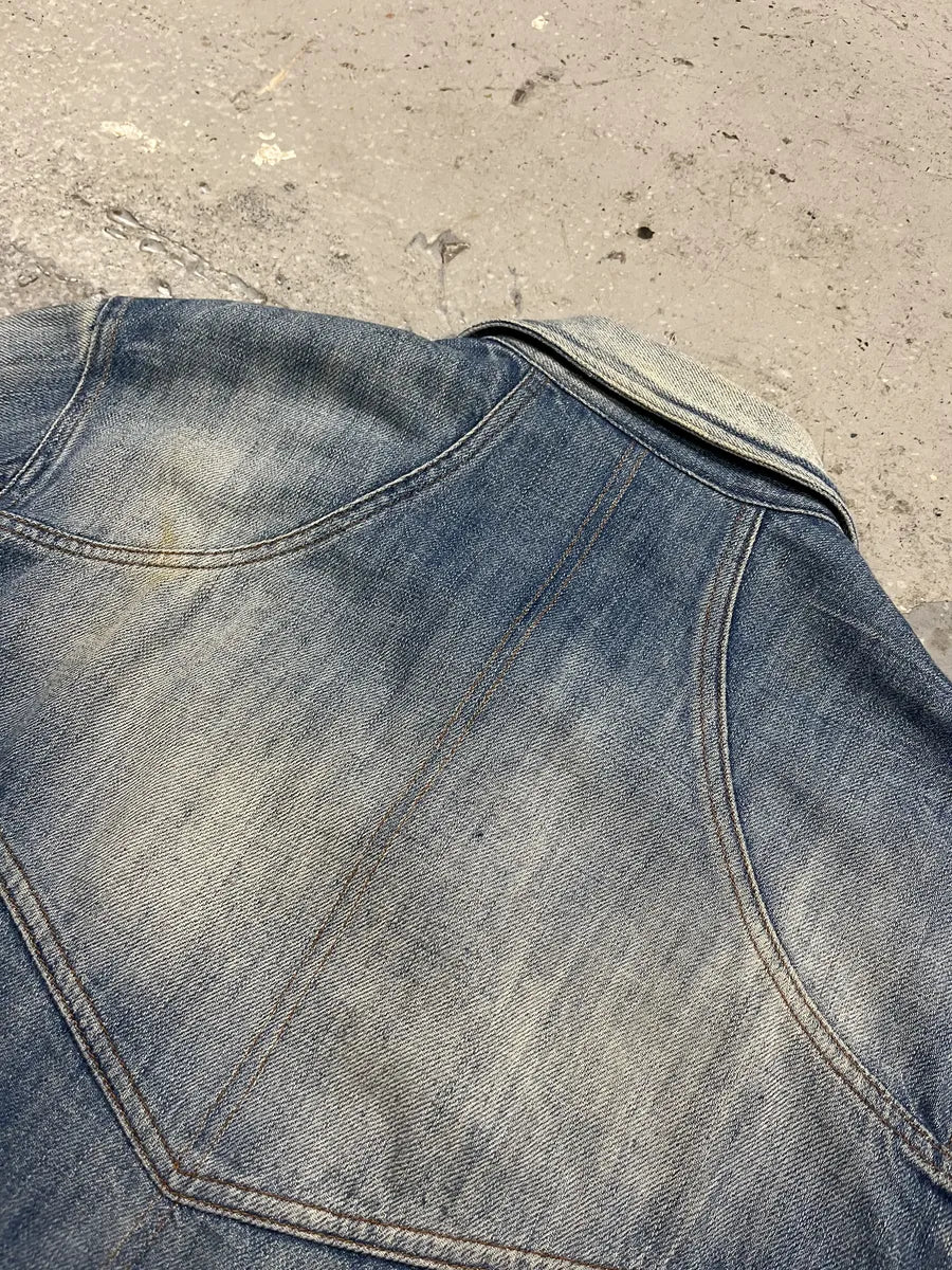 SS2005 Cavalli Biker Multi Pockets Blue Denim Jacket - Image 7