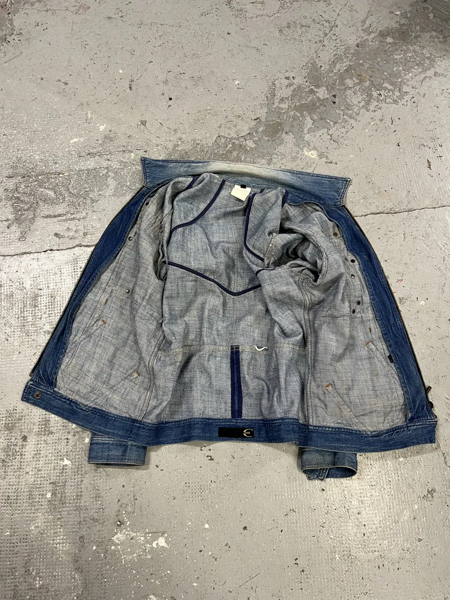 SS2005 Cavalli Biker Multi Pockets Blue Denim Jacket - Image 8