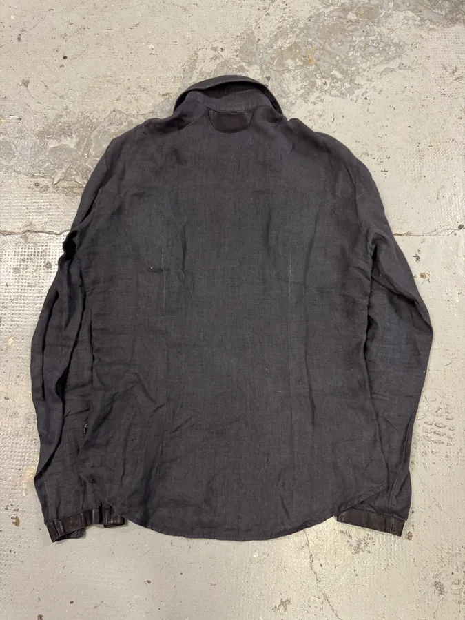 SS2005 Cavalli Black Linen Leather Shirt - Image 5