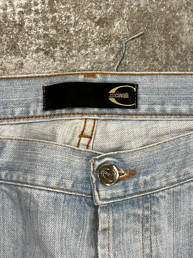 SS2005 Cavalli Blue Distressed Cozy Denim Jeans - Image 10