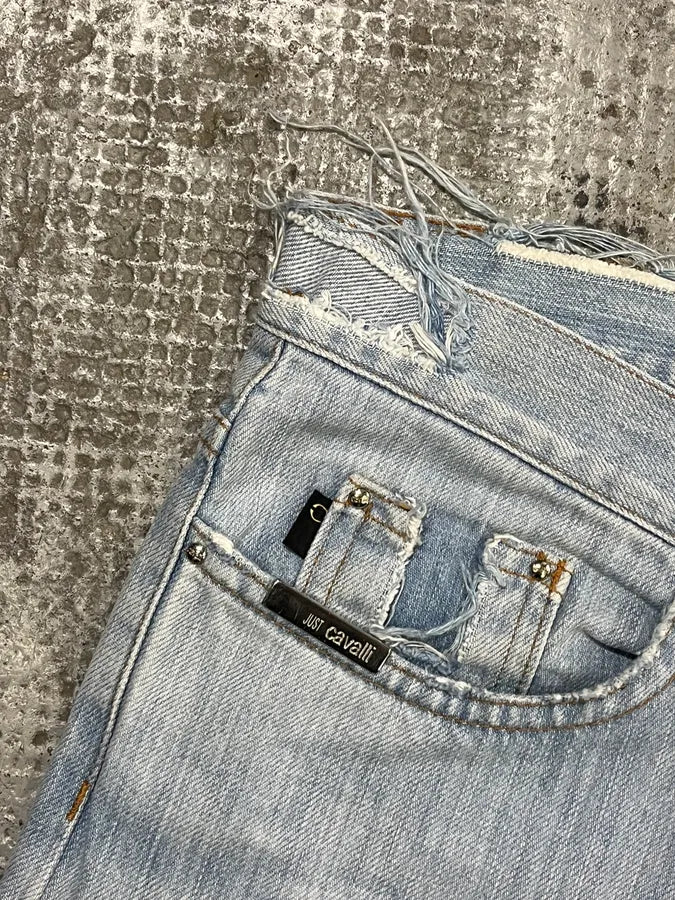 SS2005 Cavalli Blue Distressed Cozy Denim Jeans - Image 11
