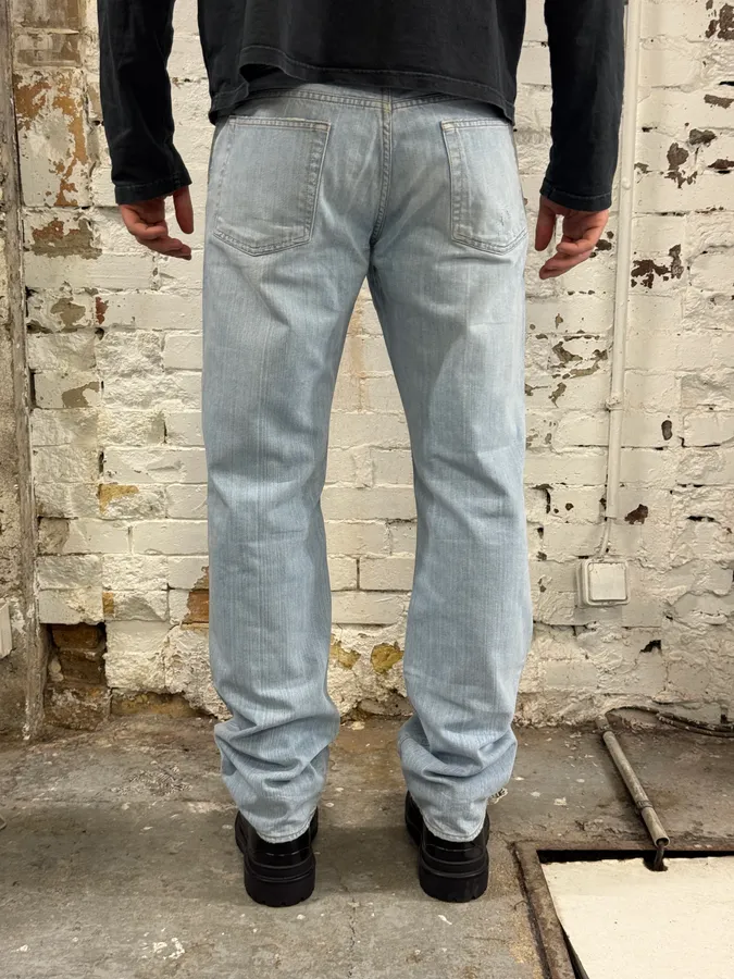 SS2005 Cavalli Blue Distressed Cozy Denim Jeans - Image 4