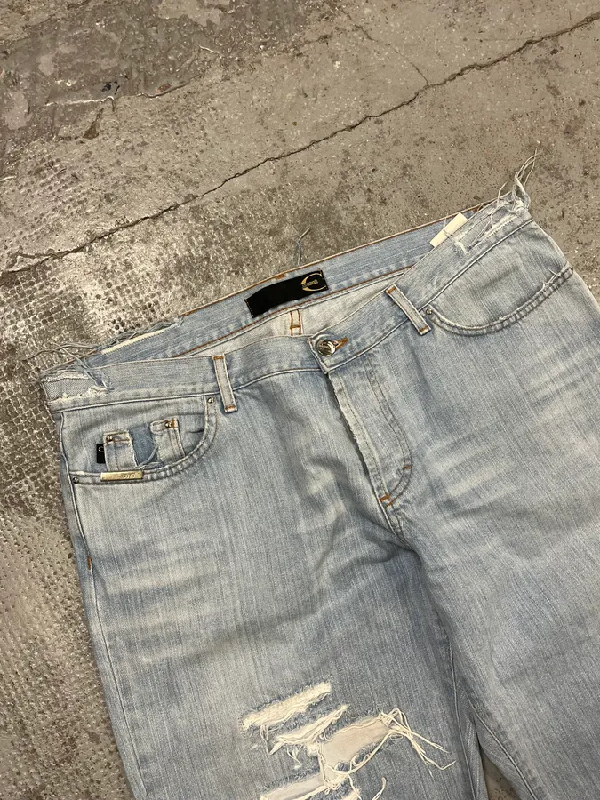 SS2005 Cavalli Blue Distressed Cozy Denim Jeans - Image 6