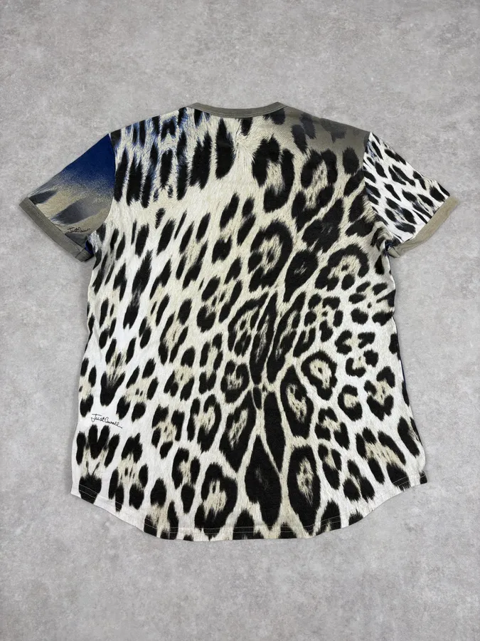 SS2005 Cavalli Blue Leopard Print T-Shirt - Image 6
