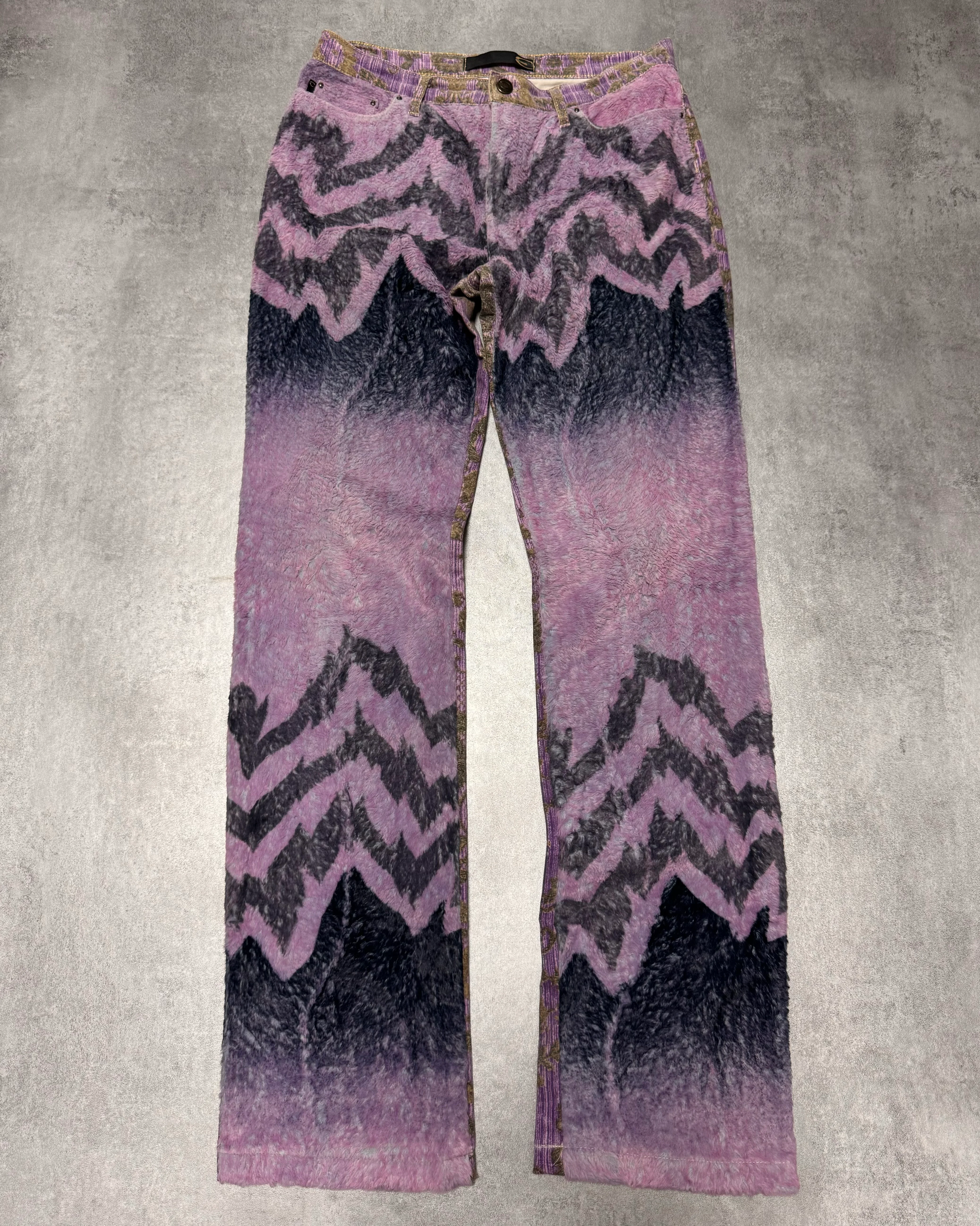SS2005 Just Cavalli Fur Mountain Peninsula Purple Pink Pants
