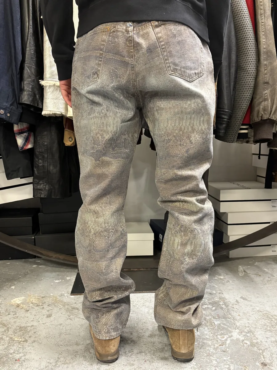 SS2005 Cavalli Python Effect Brown Marble Pants - Image 4